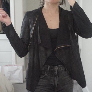 Zara Asymmetrical Zip Faux Suede Jacket